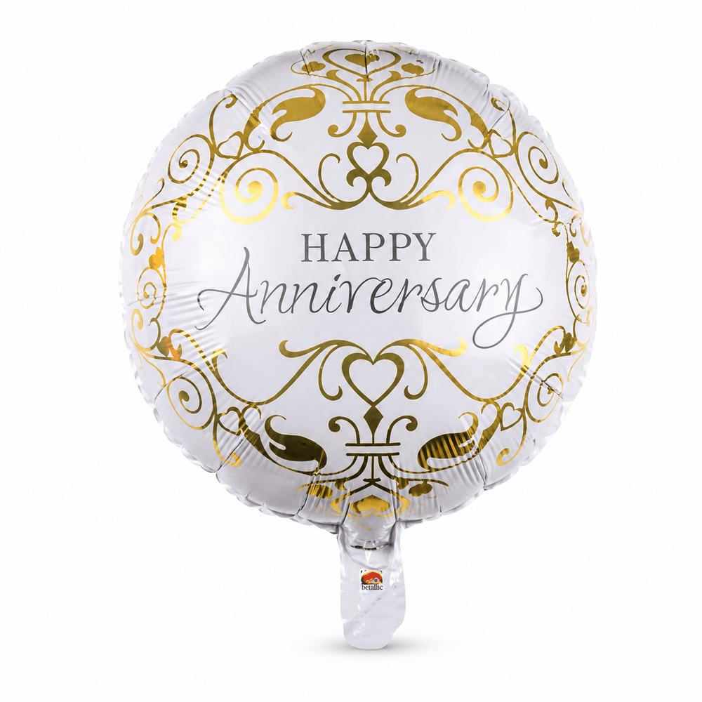 White & Gold “Happy Anniversary” Foil Balloon