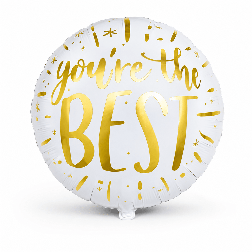 White & Gold “You’re the Best” Foil Balloon