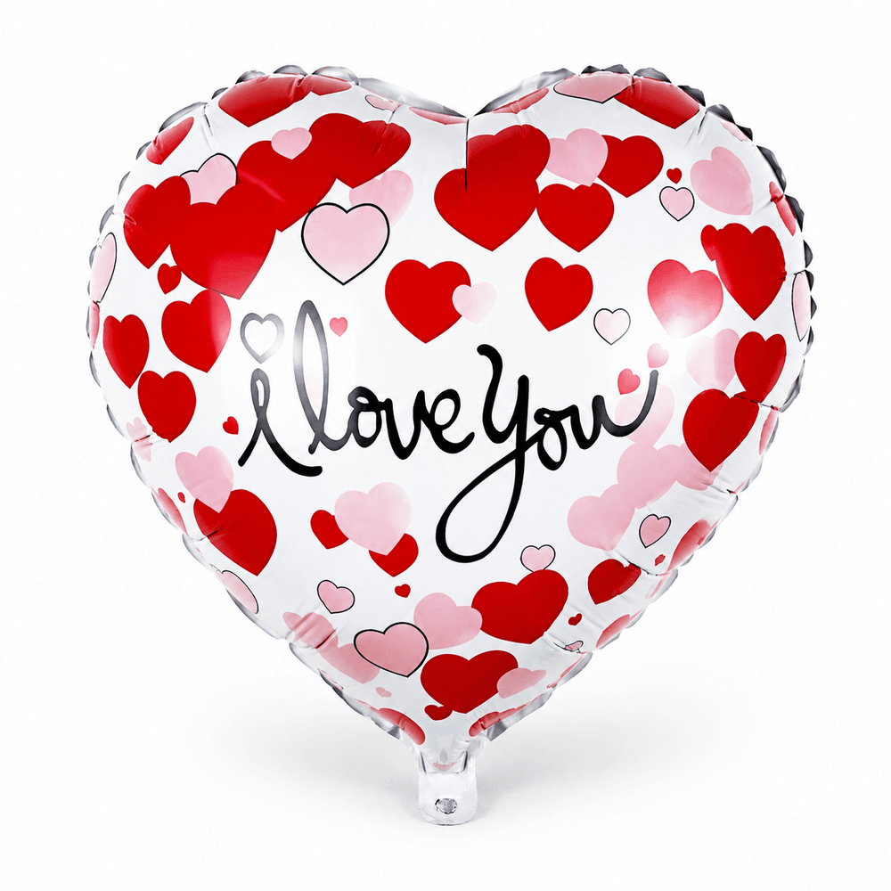 White, Pink & Red “I Love You” Heart Foil Balloon