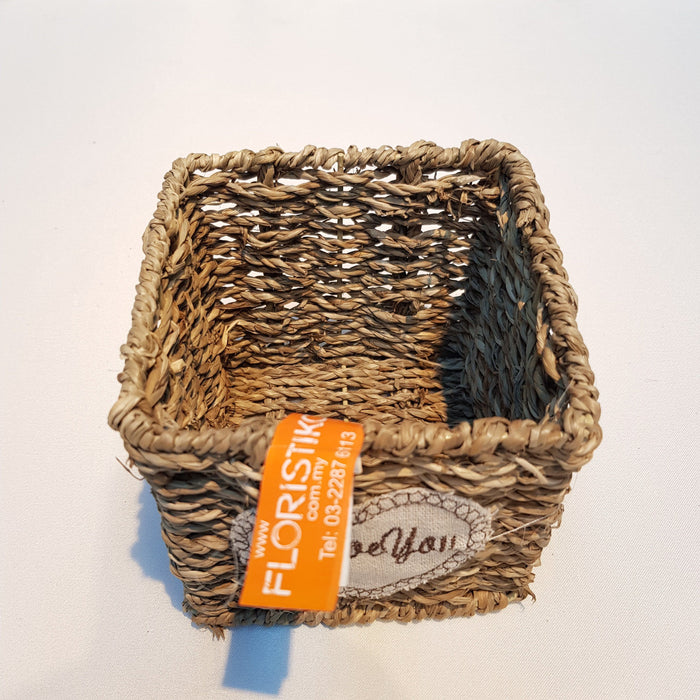 Rattan Square Basket 11*11*10.5 (Imported) - Natural Brown