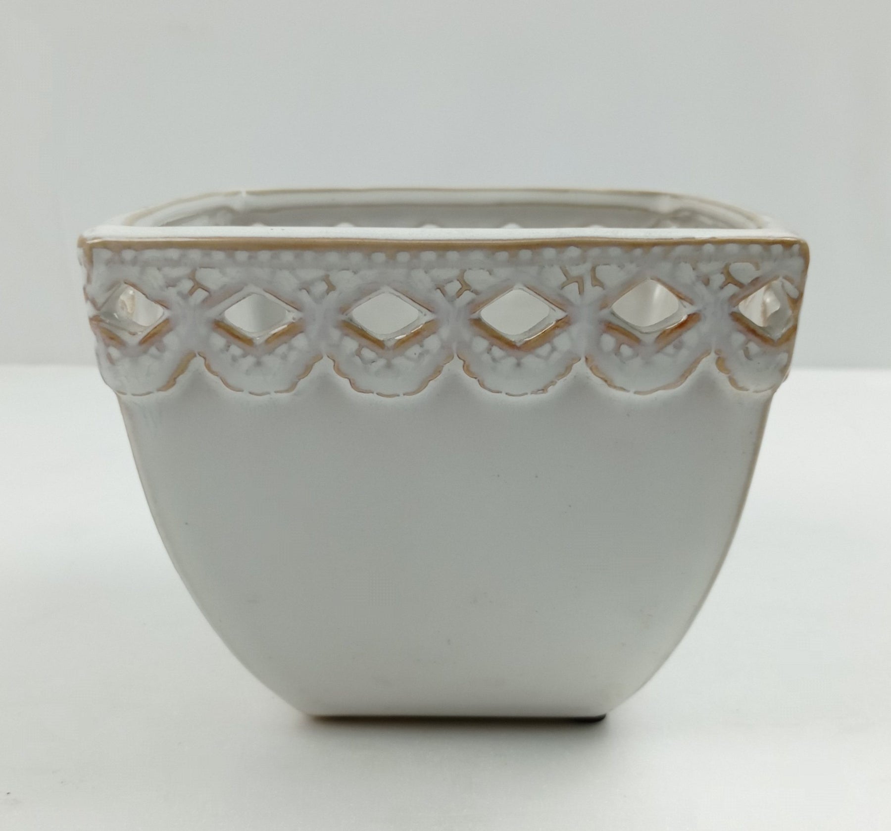 Square Ceramic Vase (Imported) - White