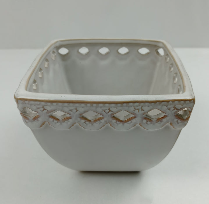 Square Ceramic Vase (Imported) - White