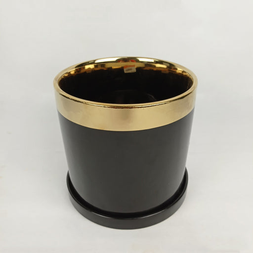 Ceramic Vase S-XW1807BKGD (Imported) - Black Gold