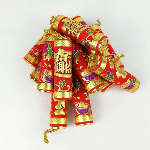12 PCS Chinese New Year Red Cracker 10cm Decoration