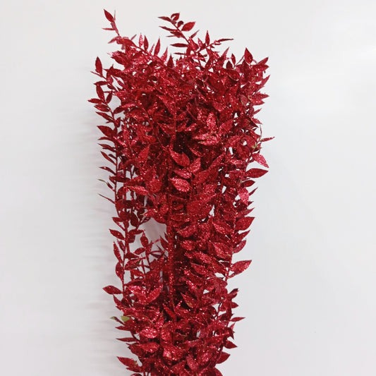 Hard Ruscus Glitter - Red