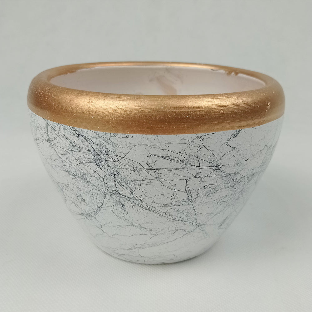 Ceramic Pot QS8004-FSJ - White Gold Marble